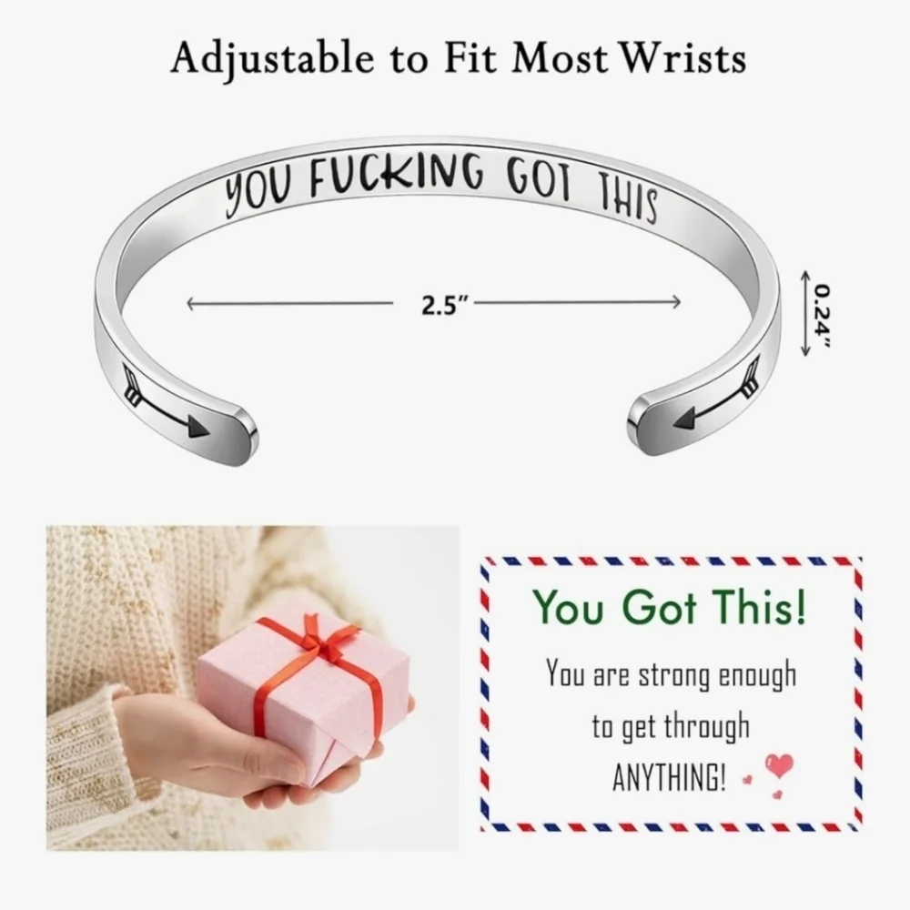 Inspirational Silver Cuff Bracelet